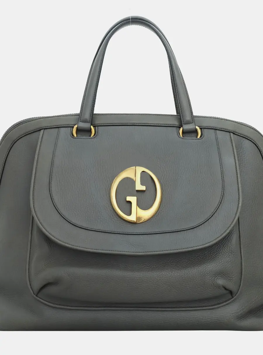 Gucci 1973 Oversized Travel Bag Grey Leather Top Handle Bag