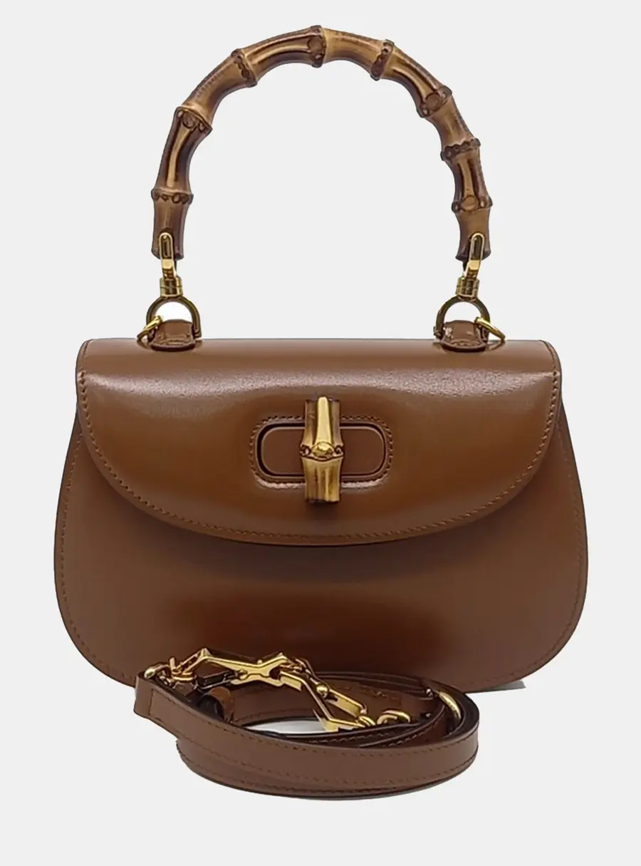 Gucci Bamboo 1947 Small Brown Leather Top Handle Bag