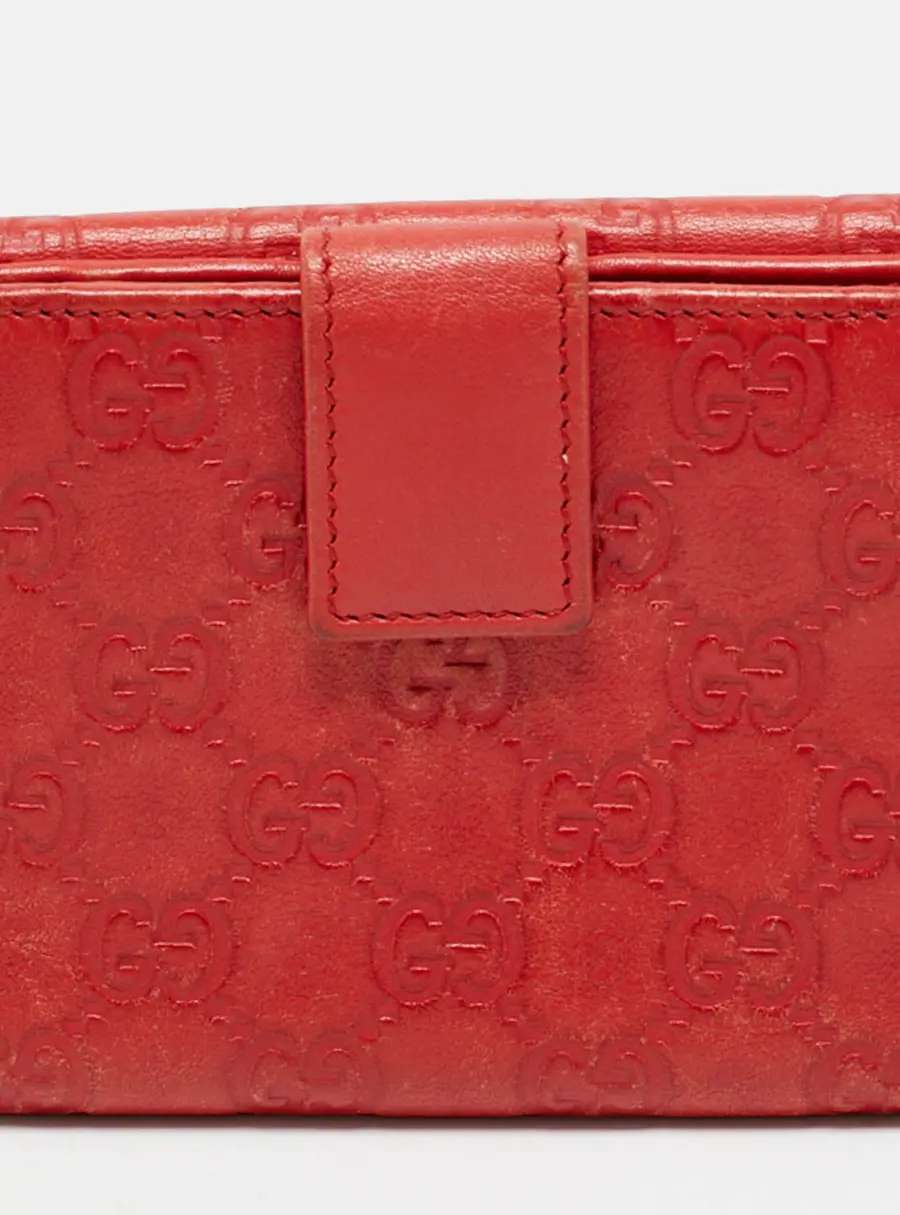 Gucci Orange Guccissima Leather Flap Compact Wallet