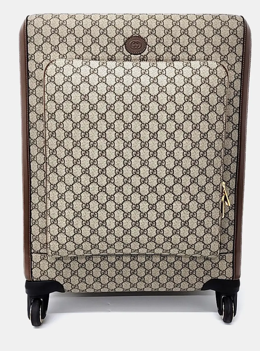 Gucci GG Supreme Medium Beige Monogram Canvas Suitcase Bag