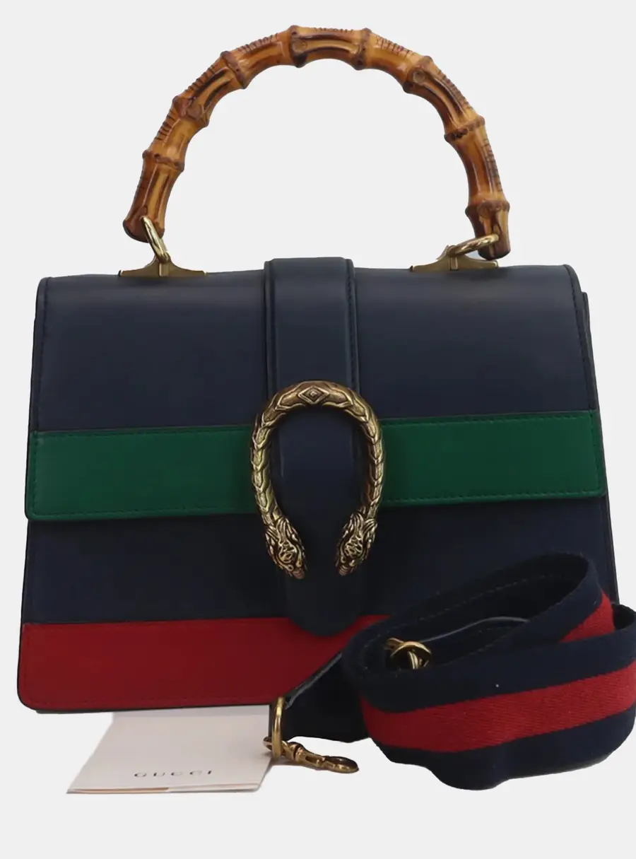 Gucci Dionysus Navy Blue Medium Leather Top Handle Bag
