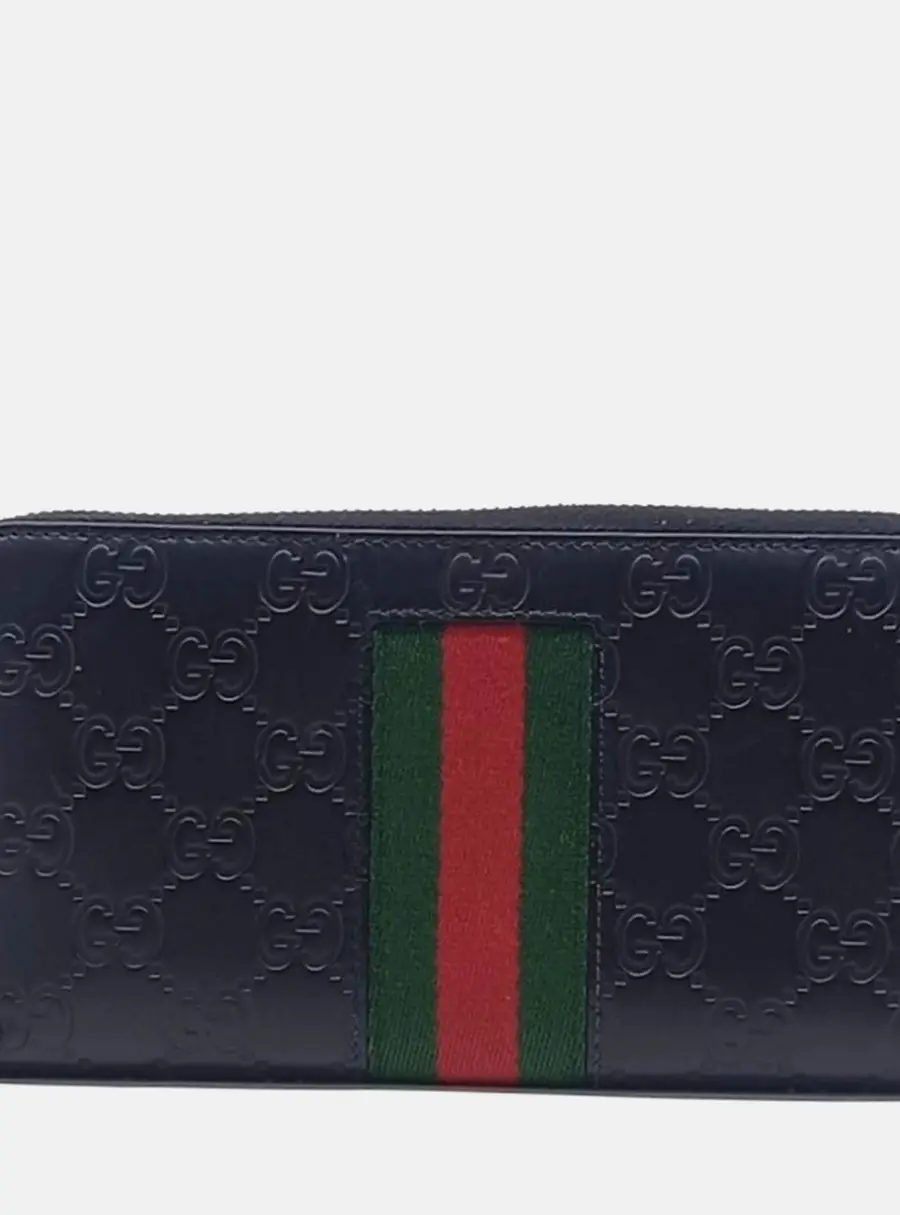 Gucci Cimaline Black Guccissima Leather Long Wallet
