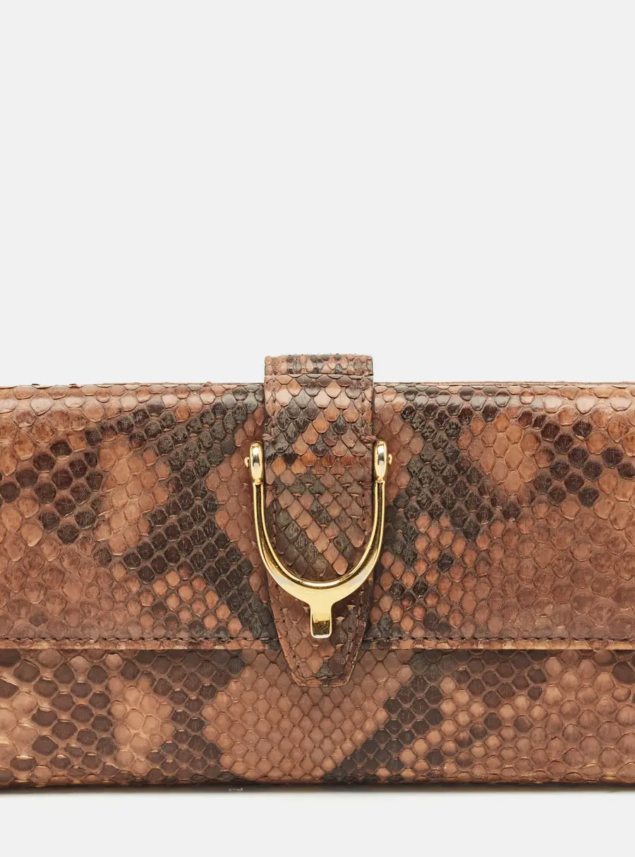 Gucci Beige Python Spur Flap Continental Wallet