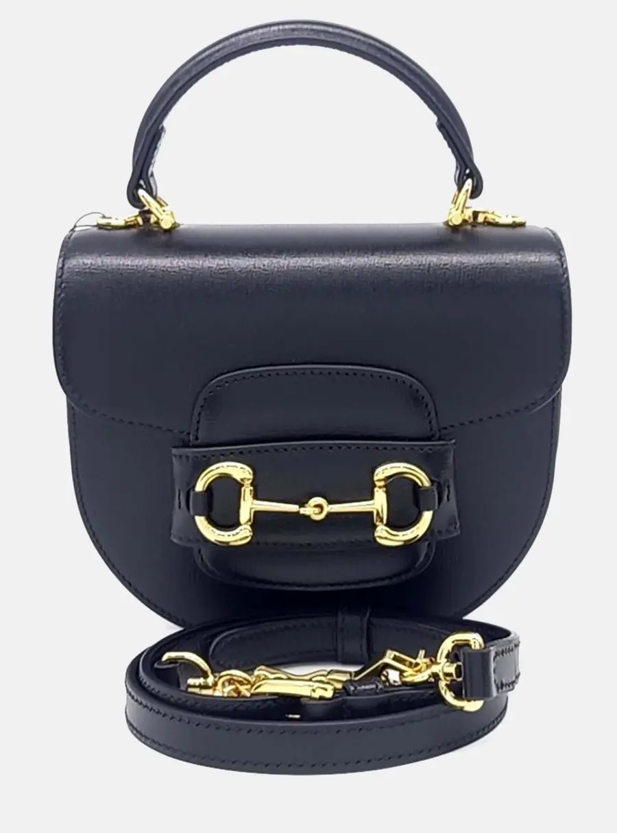 Gucci 1955 Horsebit Mini Black Leather Top Handle Bag
