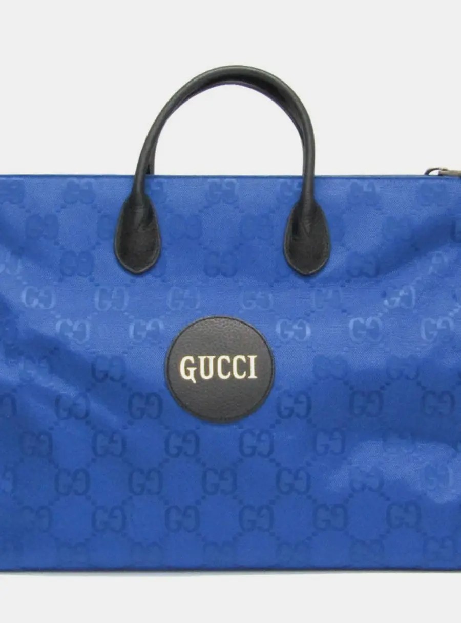 Gucci Off The Grid GG Nylon Canvas Leather Shoulder Bag Black Blue