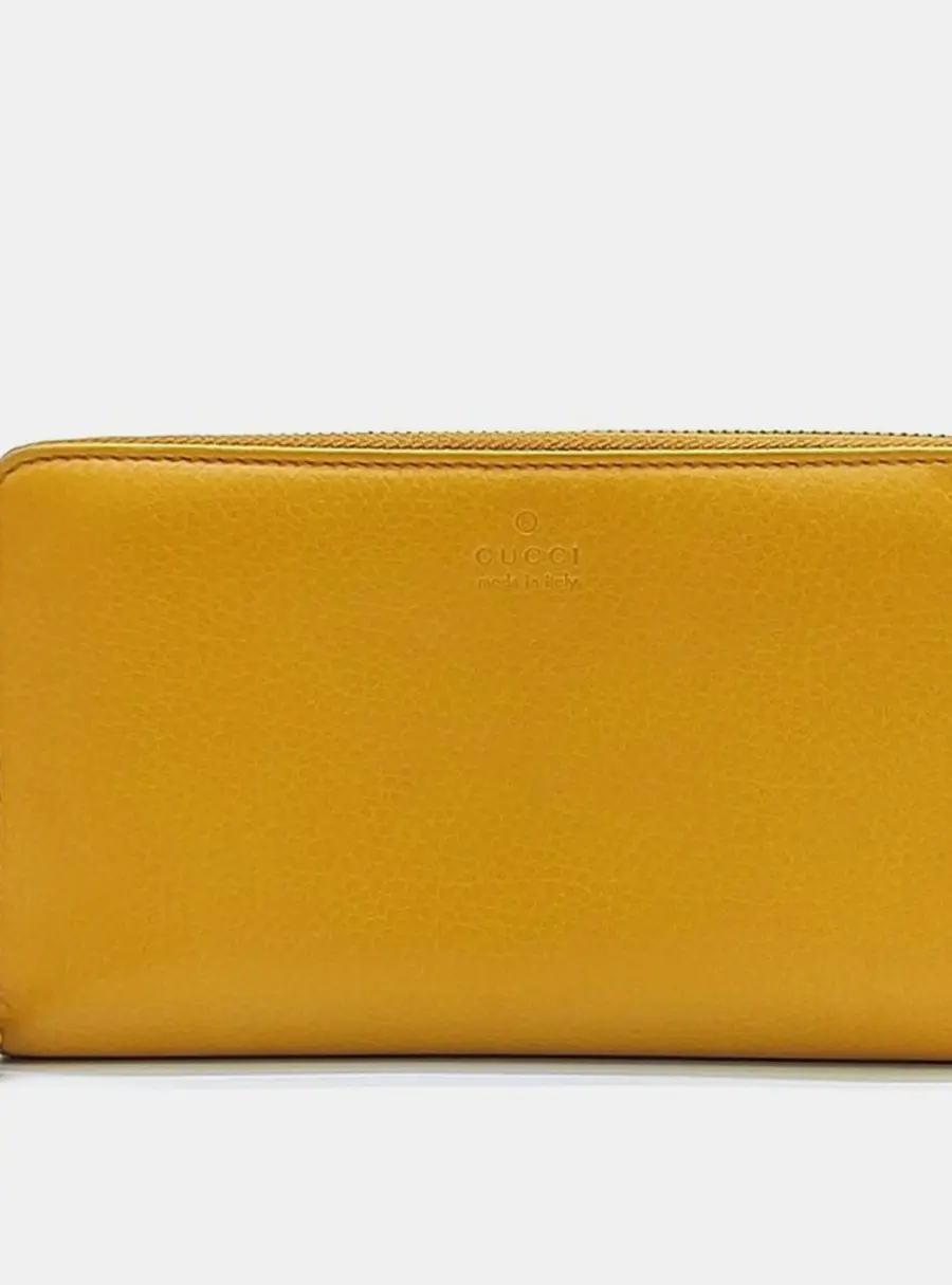 Gucci Yellow Leather Long Wallet Bag