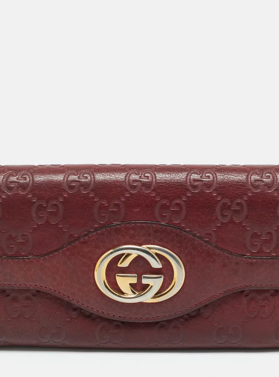 Gucci Sukey Burgundy Guccissima Leather Continental Wallet
