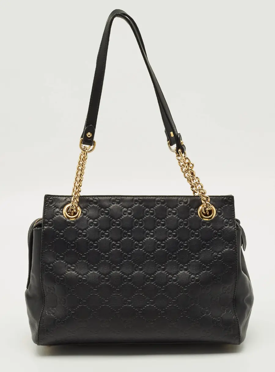 Gucci Chain Black Guccissima Leather Tote