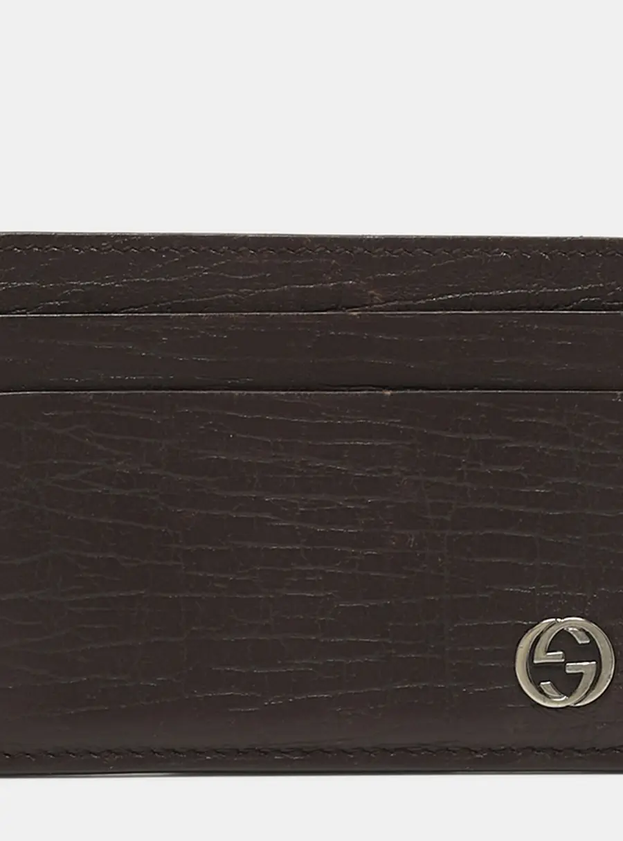 Gucci Interlocking G Dark Brown Leather Card Holder