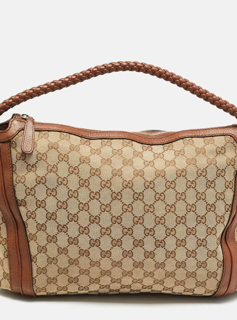 Gucci Bella Medium Brown/Beige GG Canvas and Leather Hobo