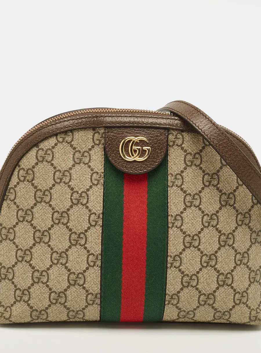 Gucci Ophidia Dome Small GG Supreme Canvas and Leather Crossbody Bag