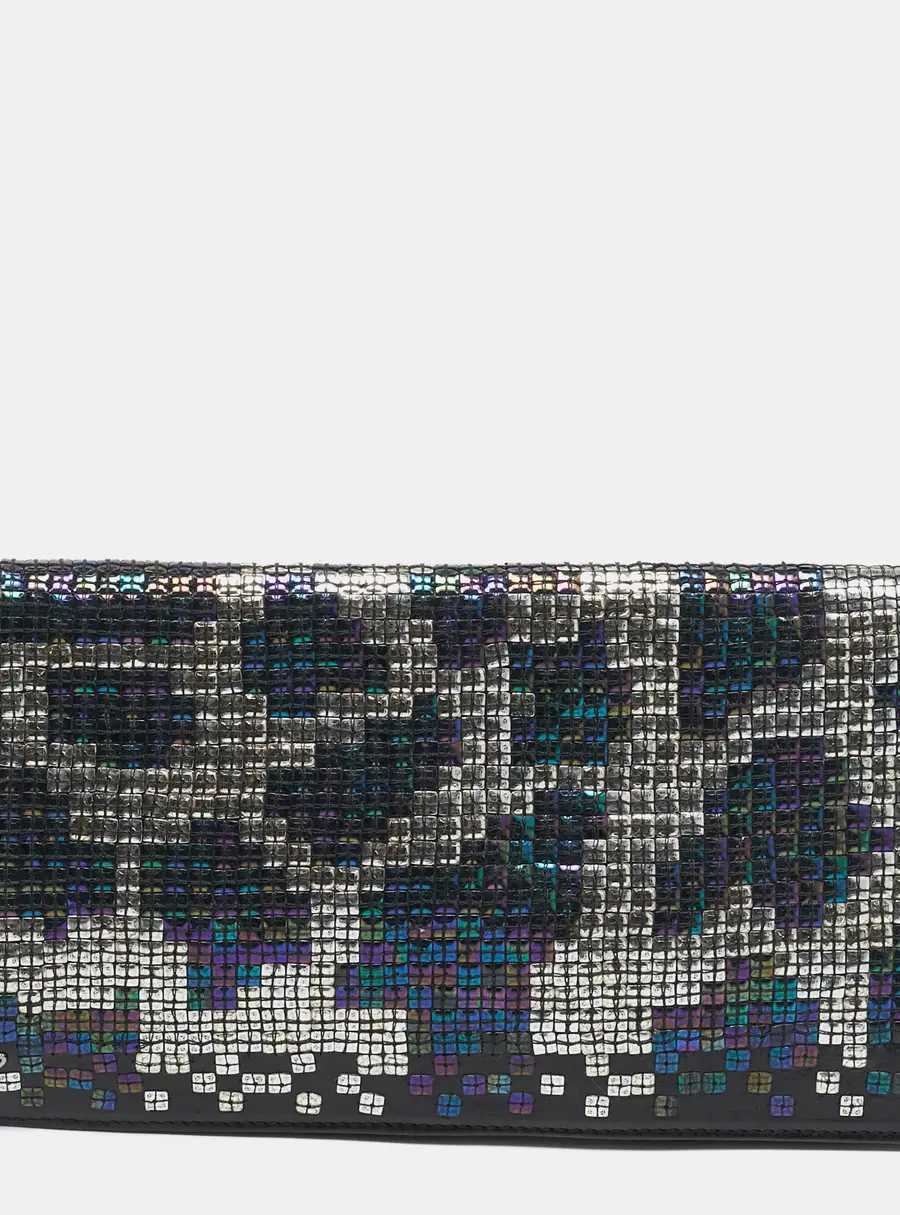 Gucci Black/Multicolor Leather and Sequins Flap Clutch