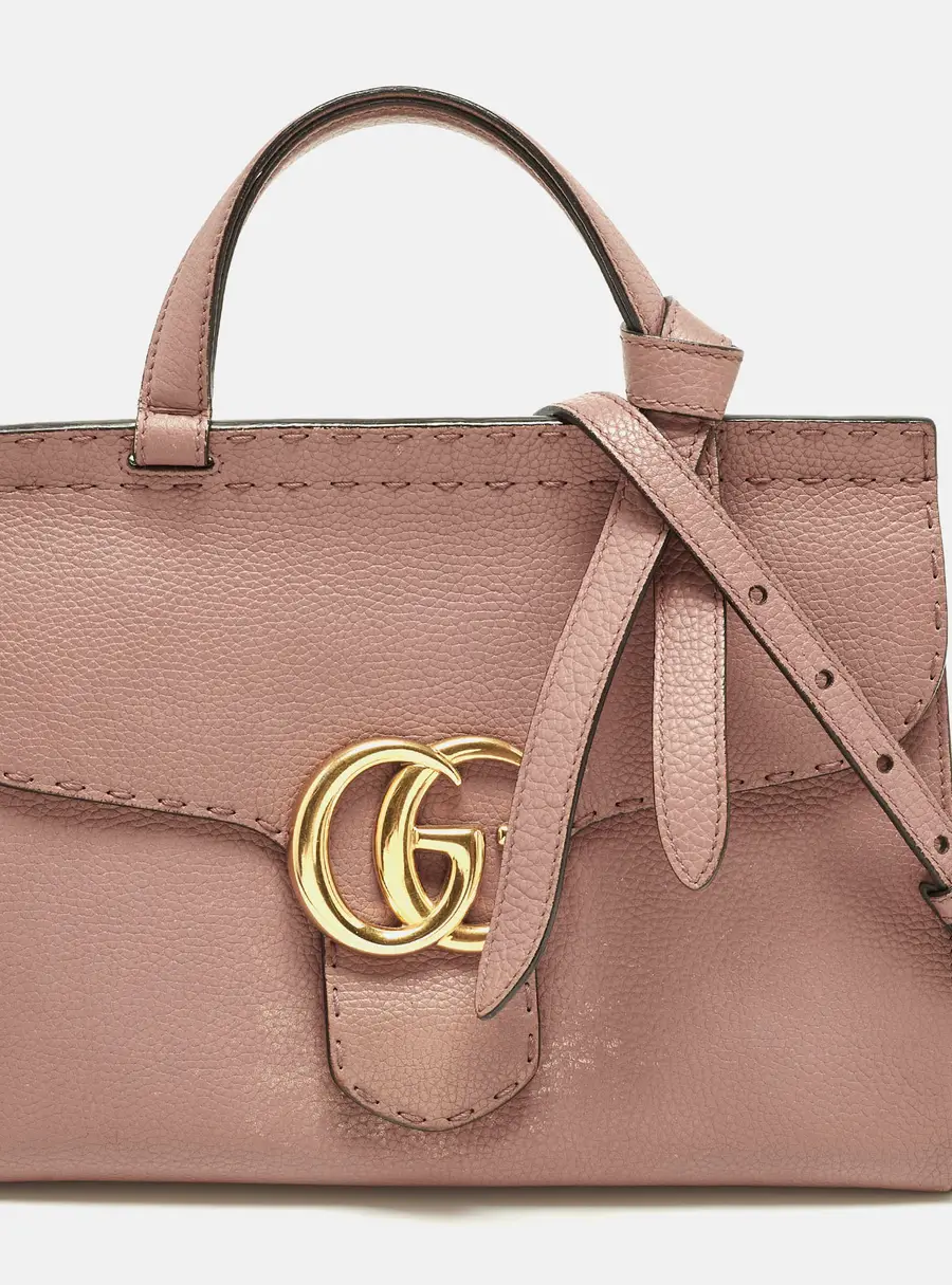 Gucci GG Marmont Medium Old Rose Leather Top Handle Bag