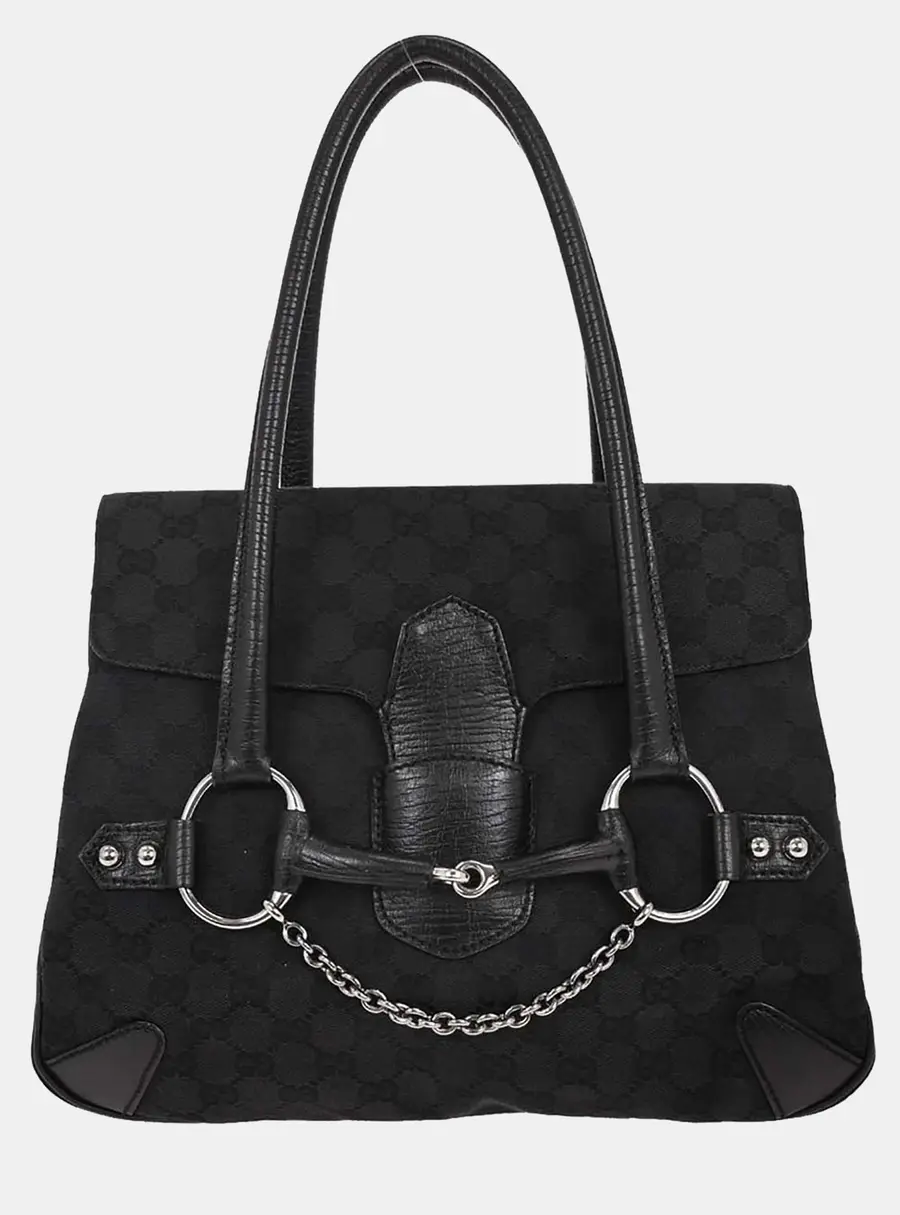 Gucci Horsebit 1955 Black GG Shoulder Bag
