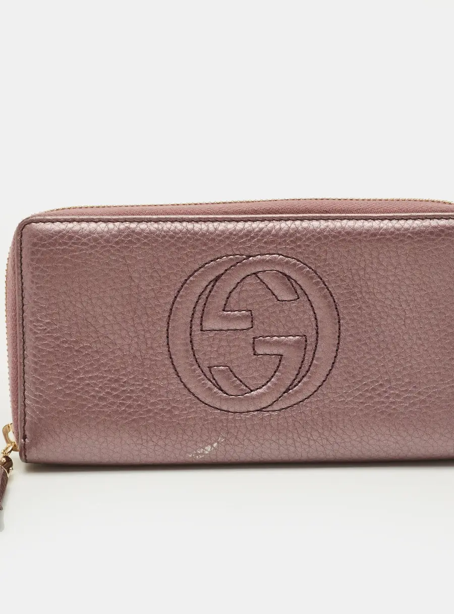 Gucci Soho Metallic Purple Leather Continental Wallet