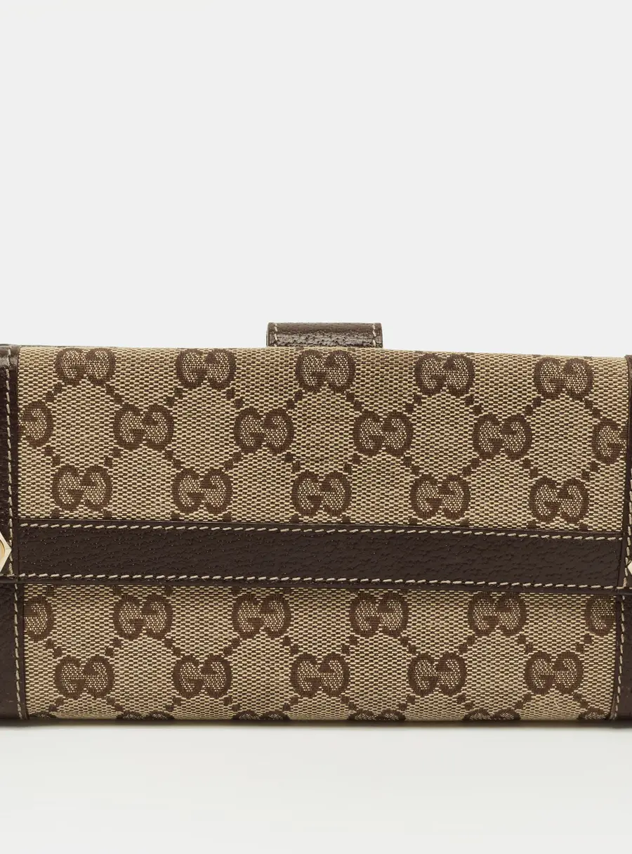 Gucci Beige/Brown GG Canvas and Leather French Wallet