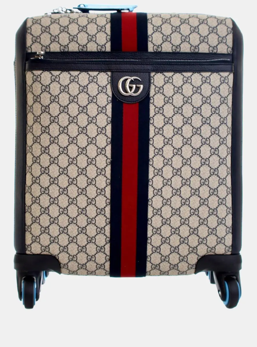 Gucci Ophidia 40 Beige GG Supreme Canvas Rolling Luggage Bag