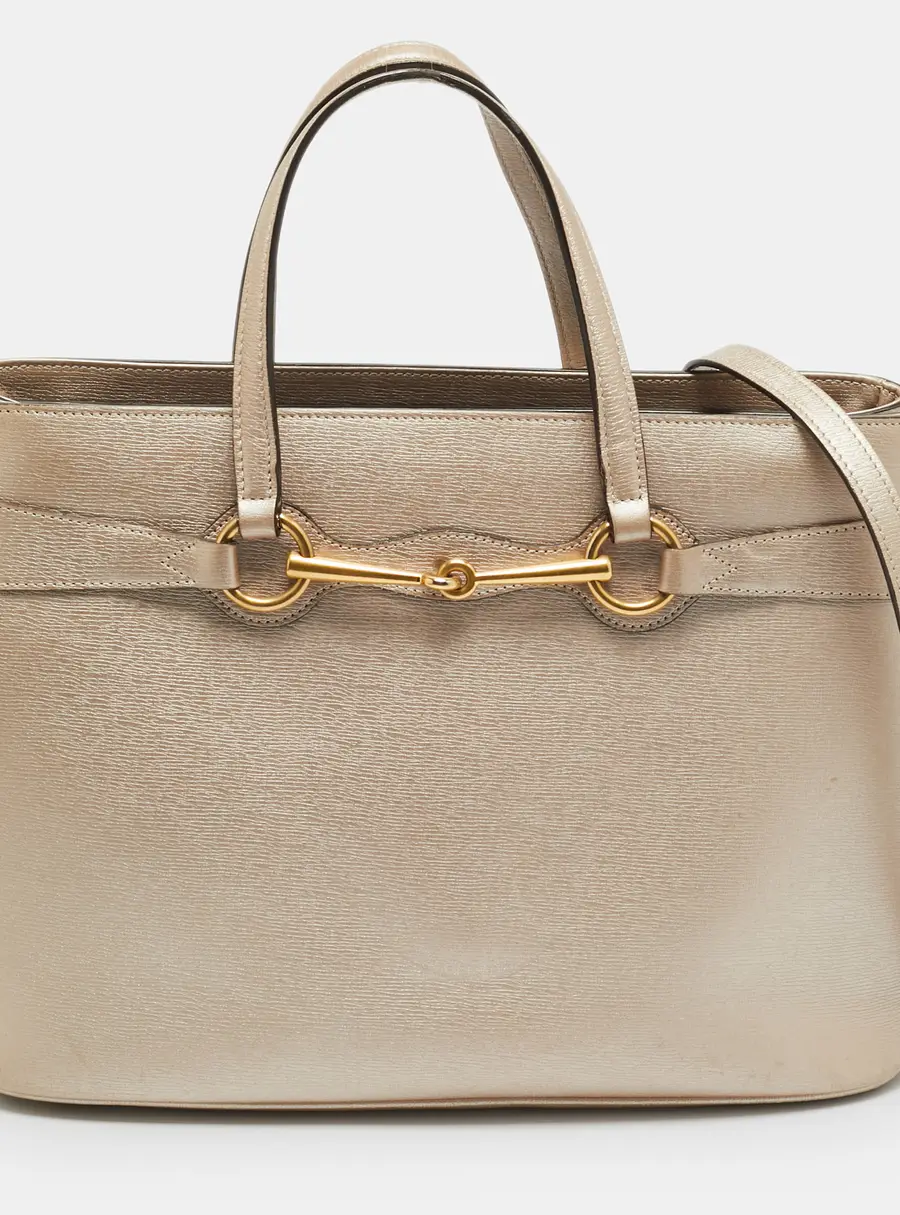 Gucci Bright Bit Medium Metallic Leather Tote