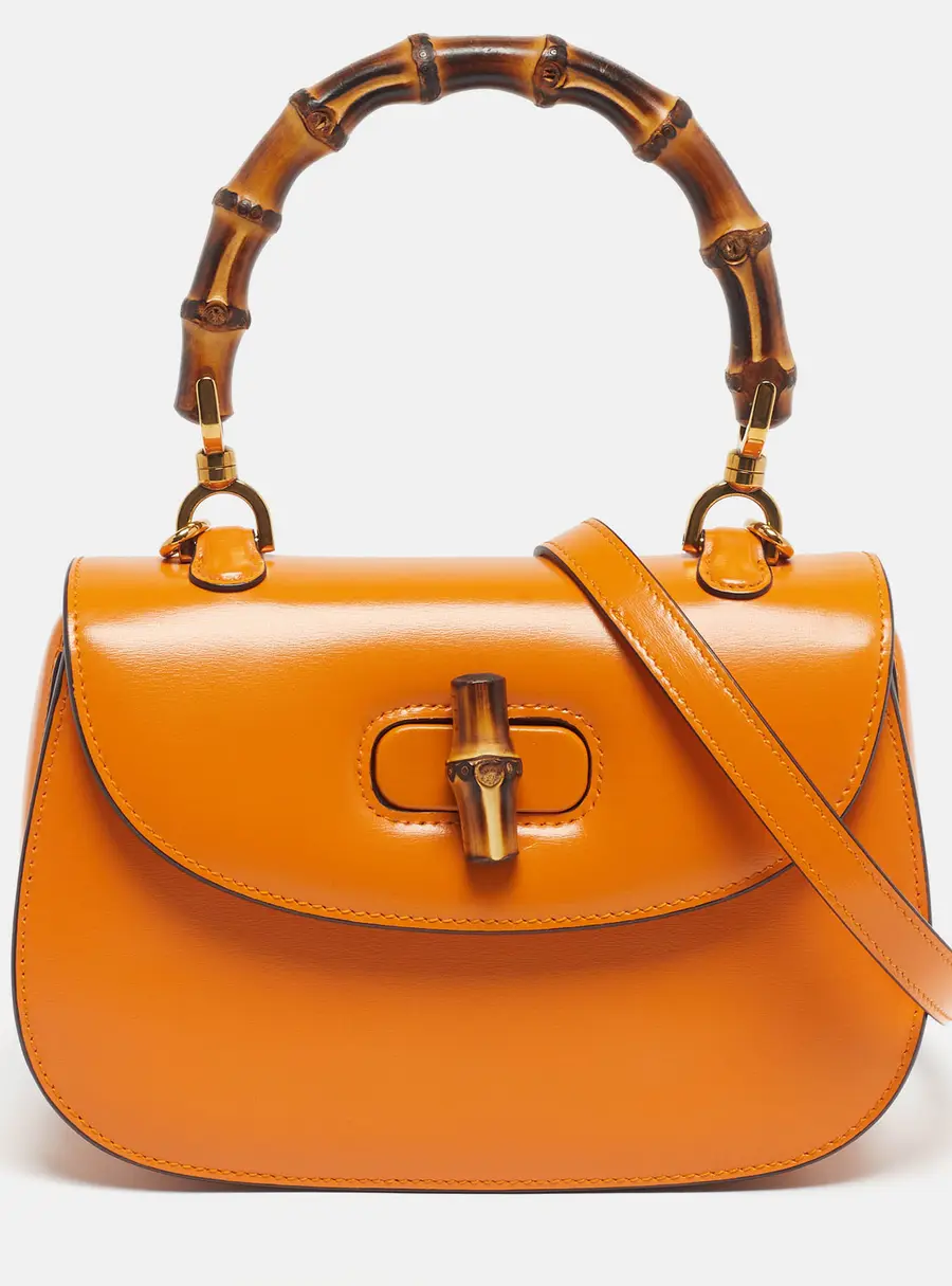 Gucci Bamboo 1947 Small Mustard Yellow Leather Top Handle Bag
