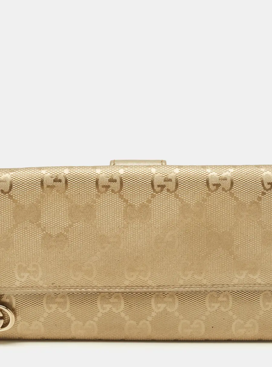Gucci GG Twins Gold Imprime Canvas Continental Wallet