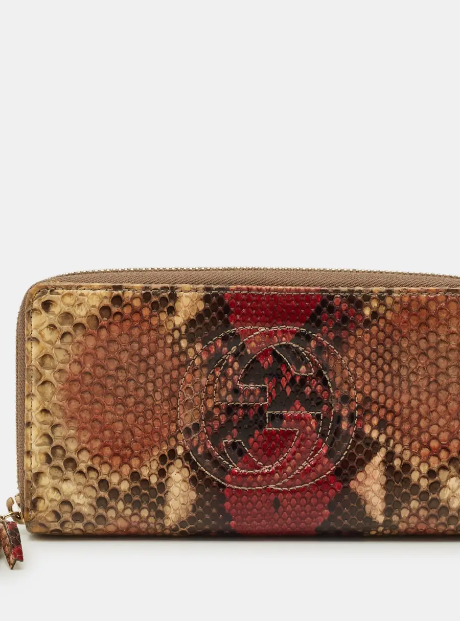 Gucci Soho Multicolor Python Zip Around Wallet