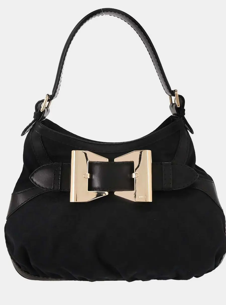 Gucci GG Queen Black Canvas Hobo Bag