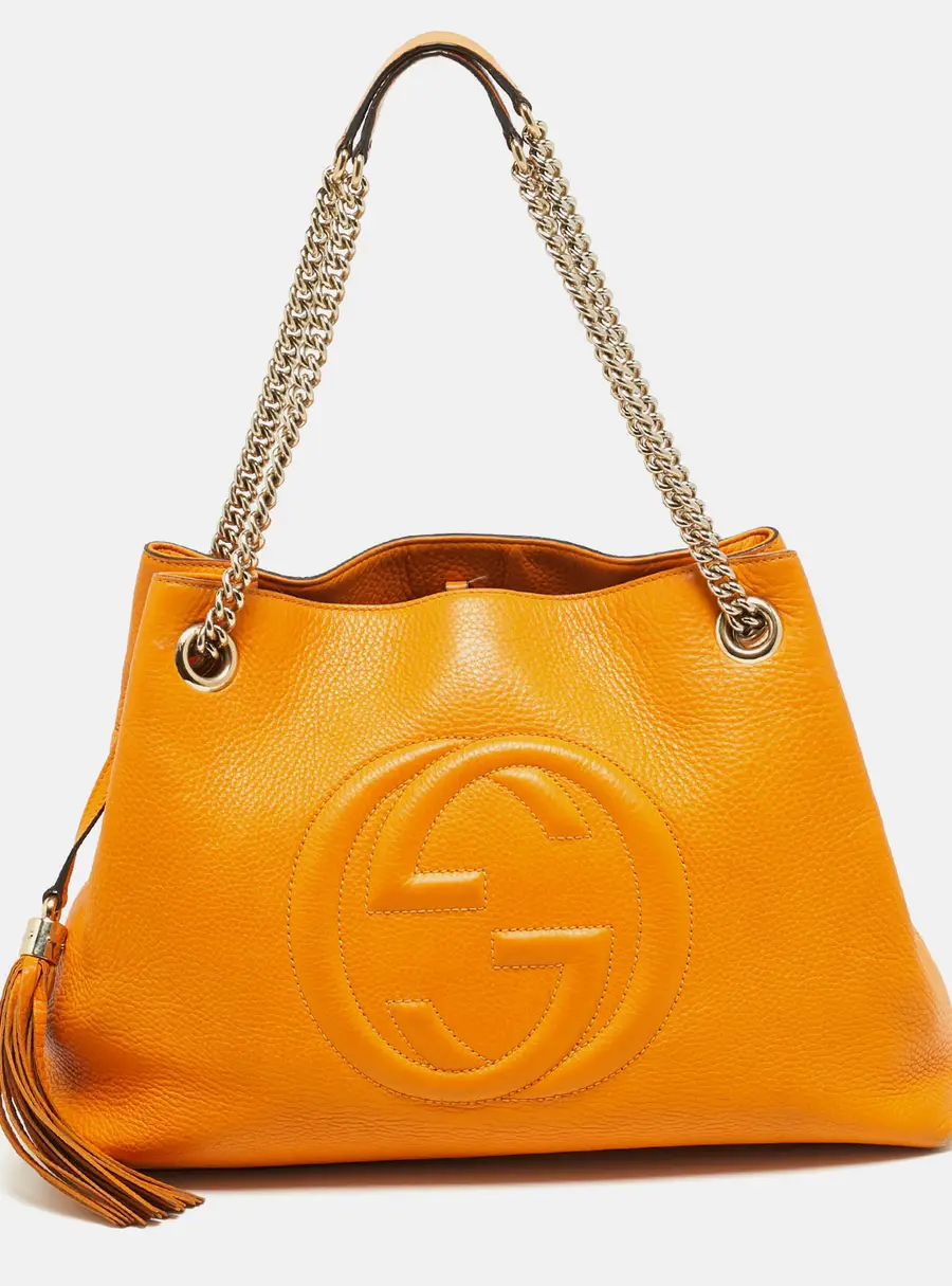 Gucci Soho Chain Medium Dark Yellow Leather Shoulder Bag