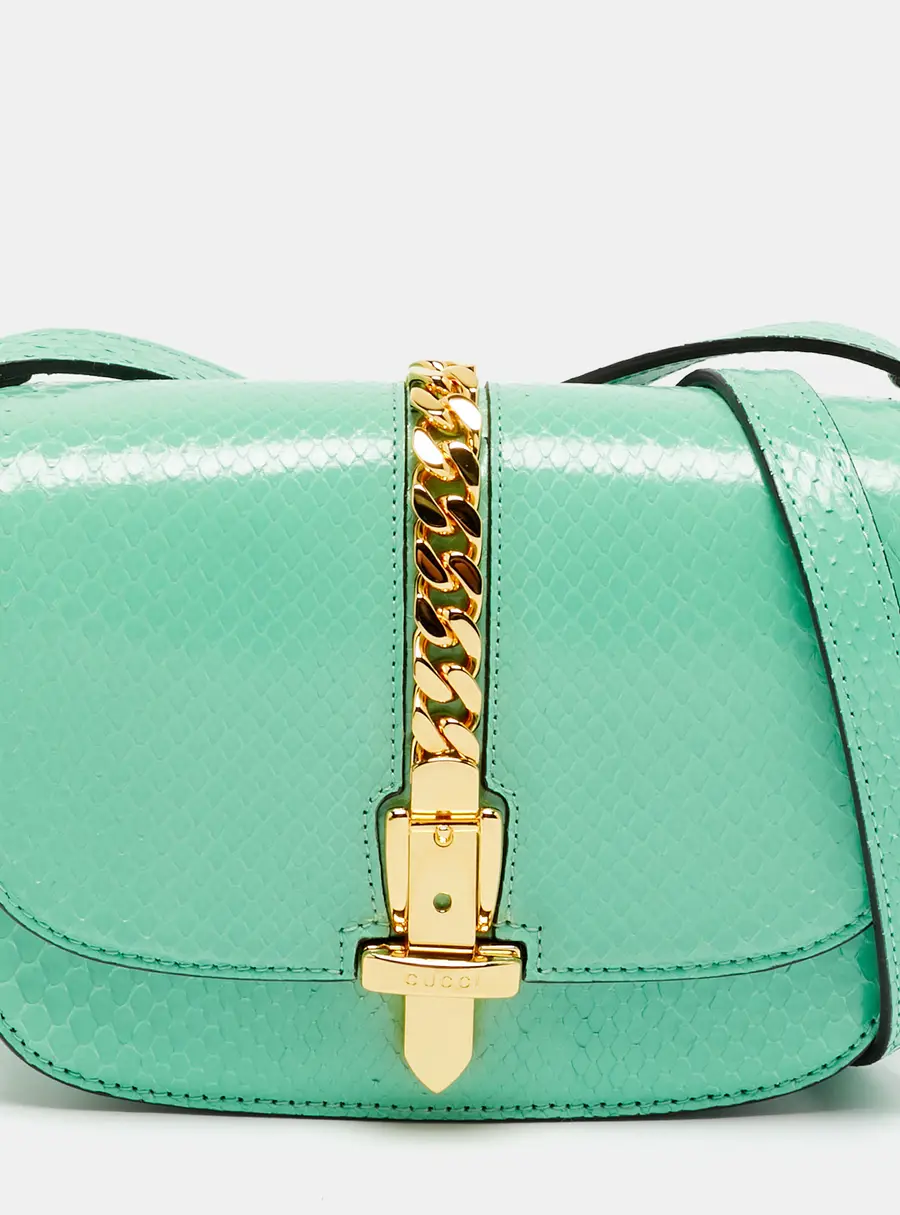 Gucci Sylvie 1969 Mini Mint Green Python Shoulder Bag