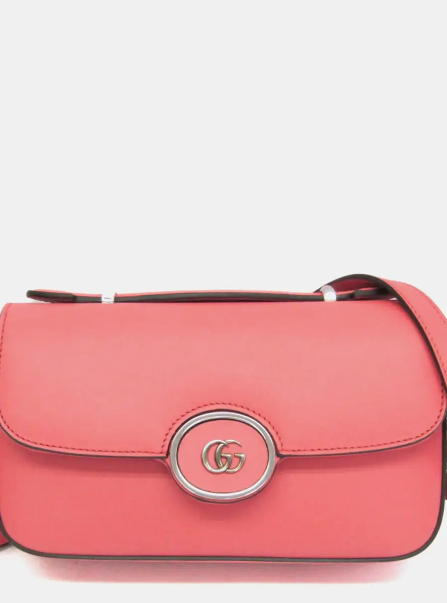 Gucci Double G Pink Leather Shoulder Bag