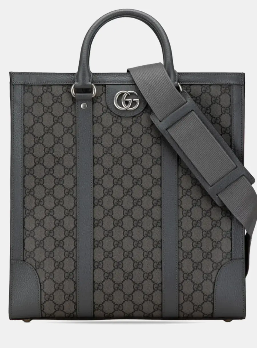 Gucci Ophidia GG Supreme Medium Grey PVC Leather Shoulder Bag
