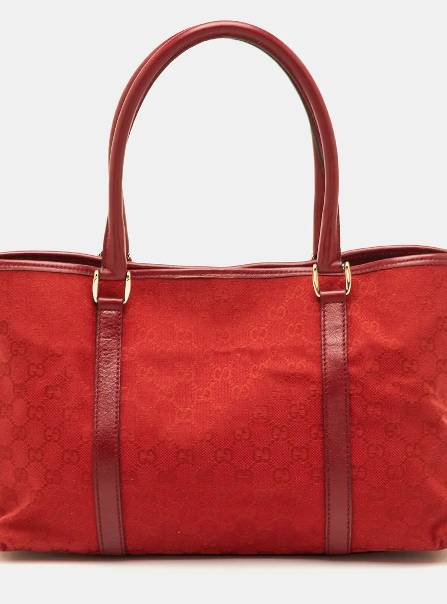 Gucci Red GG Canvas and Leather Tote
