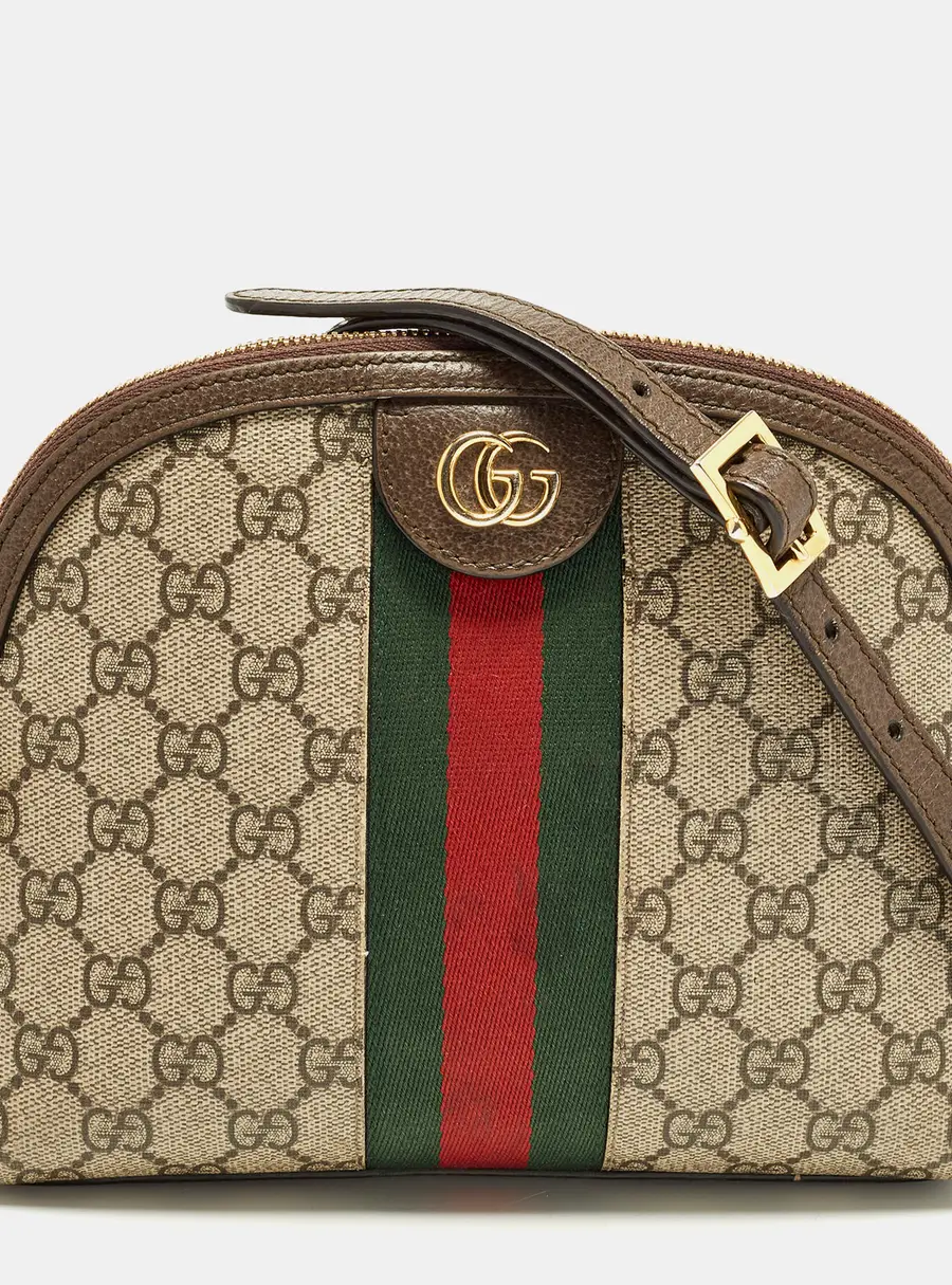 Gucci Ophidia Dome Small Beige/Brown GG Supreme Canvas and Leather Shoulder Bag