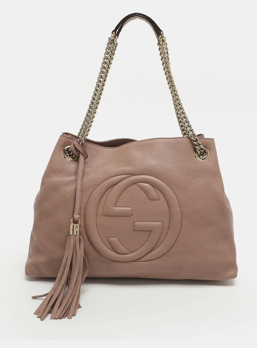 Gucci Soho Medium Rose Poudre Leather Chain Tote