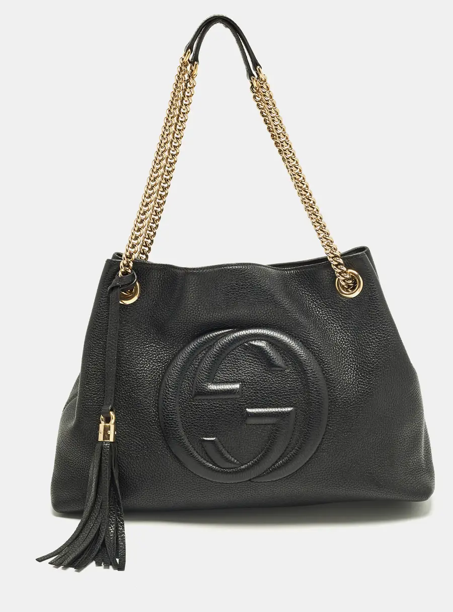 Gucci Soho Chain Medium Black Leather Shoulder Bag