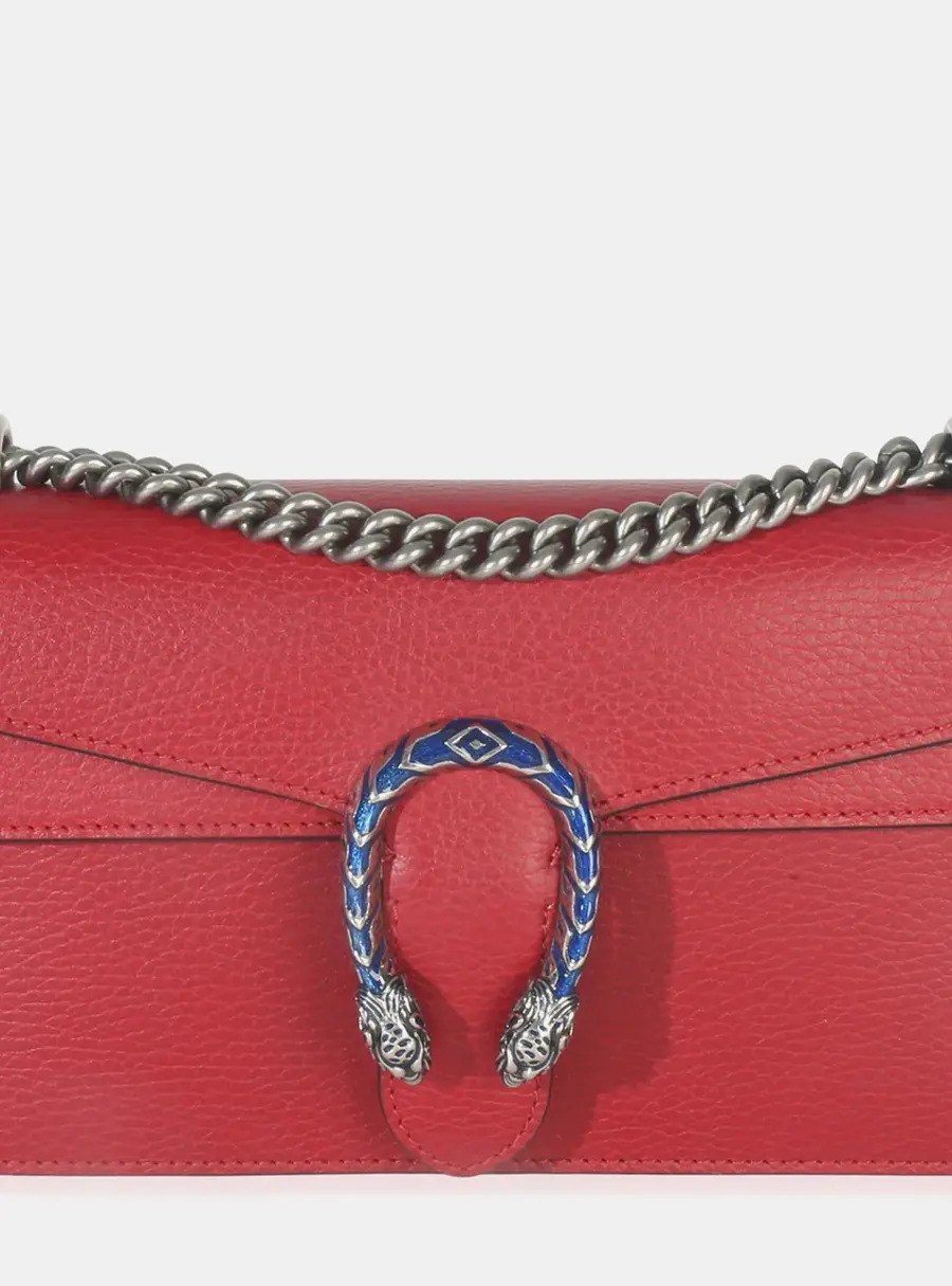 Gucci Dionysus Small Red Pebbled Calfskin Leather Shoulder Bag