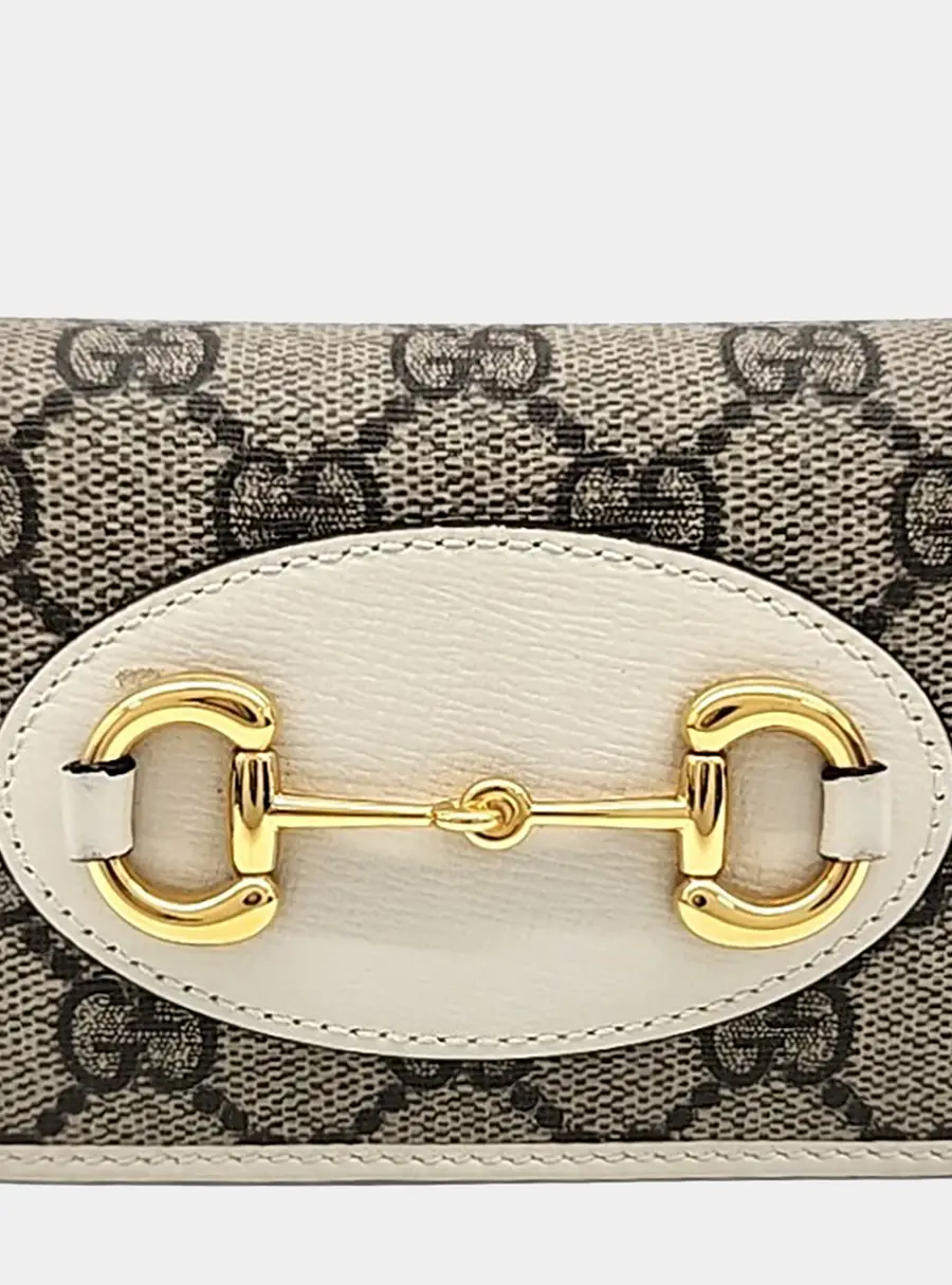 Gucci 1955 Horsebit White Monogram Canvas Bifold Wallet