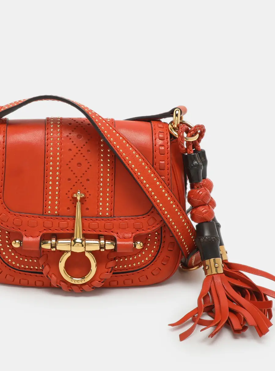 Gucci Snaffle Bit Small Orange Leather Shoulder Bag