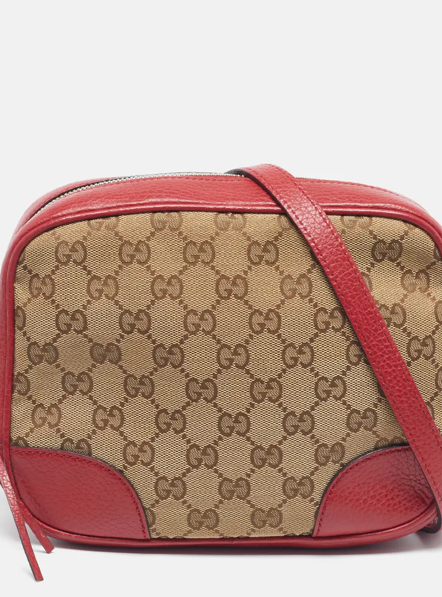Gucci Bree Red/Beige GG Canvas and Leather Crossbody Bag
