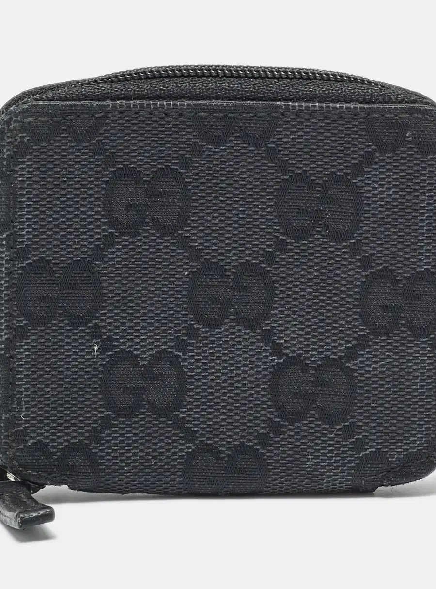 Gucci Black GG Canvas Zip Coin Purse