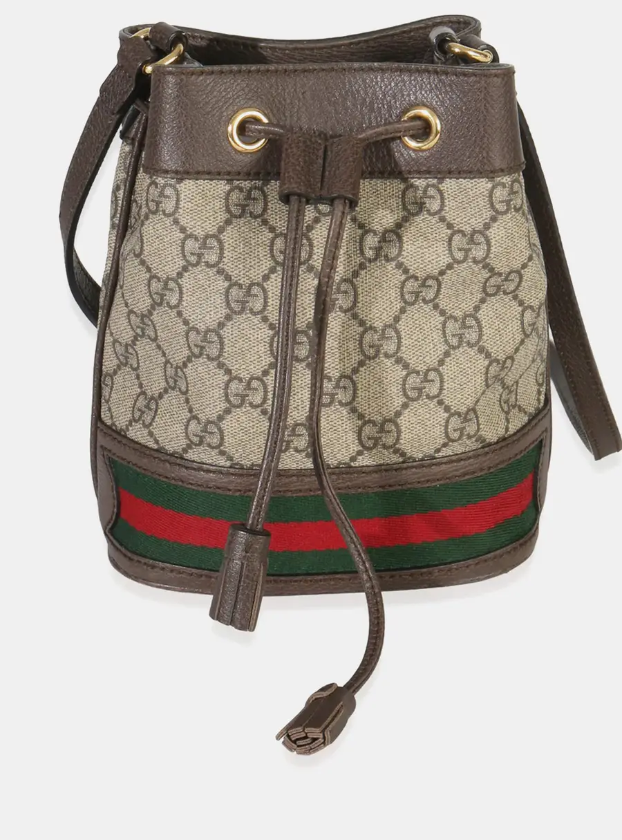 Gucci Ophidia Mini Beige GG Supreme Canvas Bucket Bag