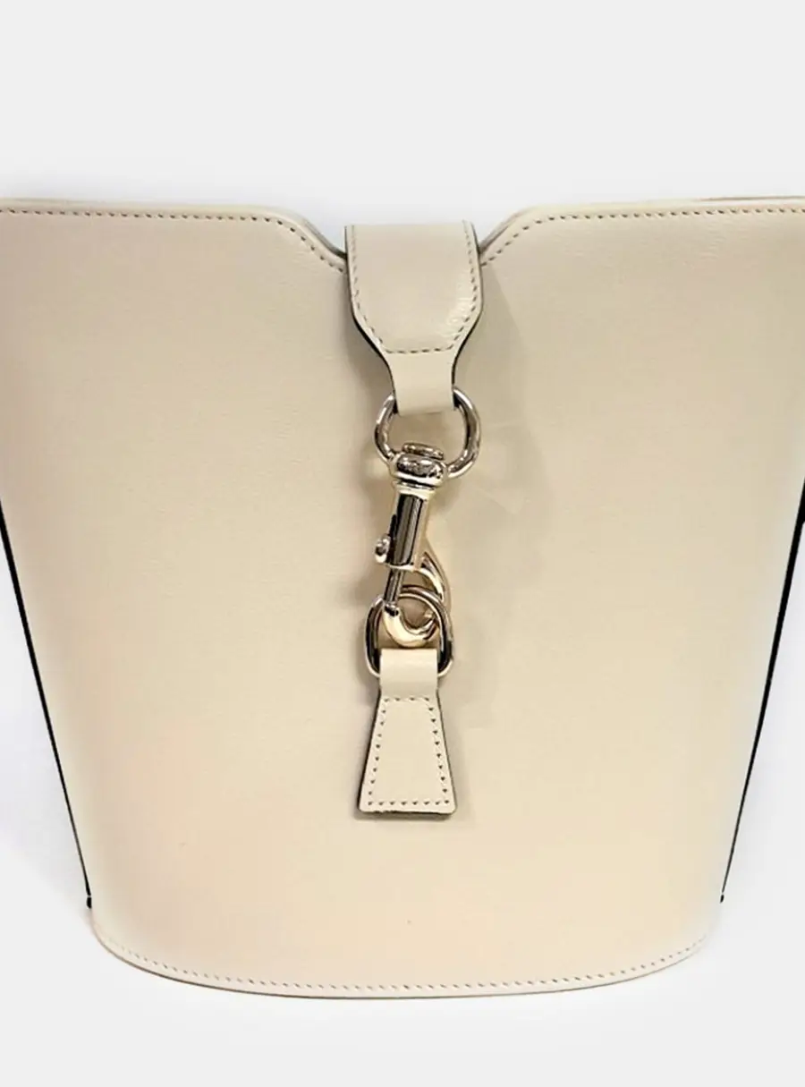 Gucci White Leather Mini Bucket Shoulder Bag