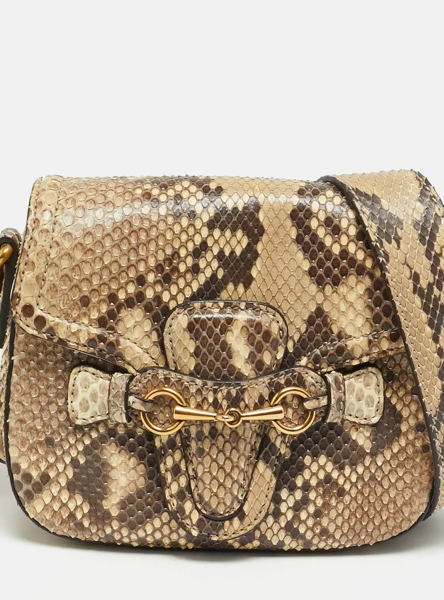 Gucci Lady Web Small Brown Python Shoulder Bag
