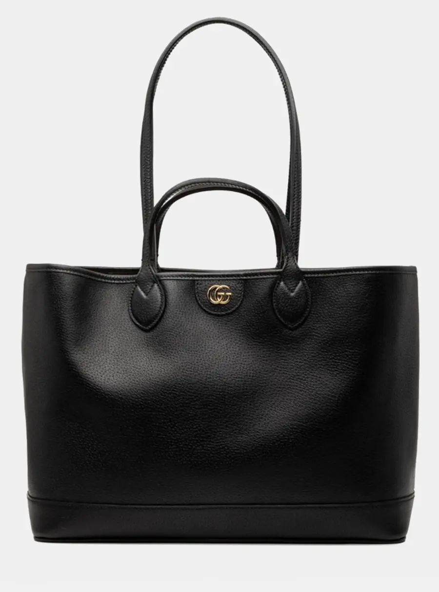 Gucci Gg Marmont Double G Tote Bag Handbag Shoulder Bag Black Leather And Canvas