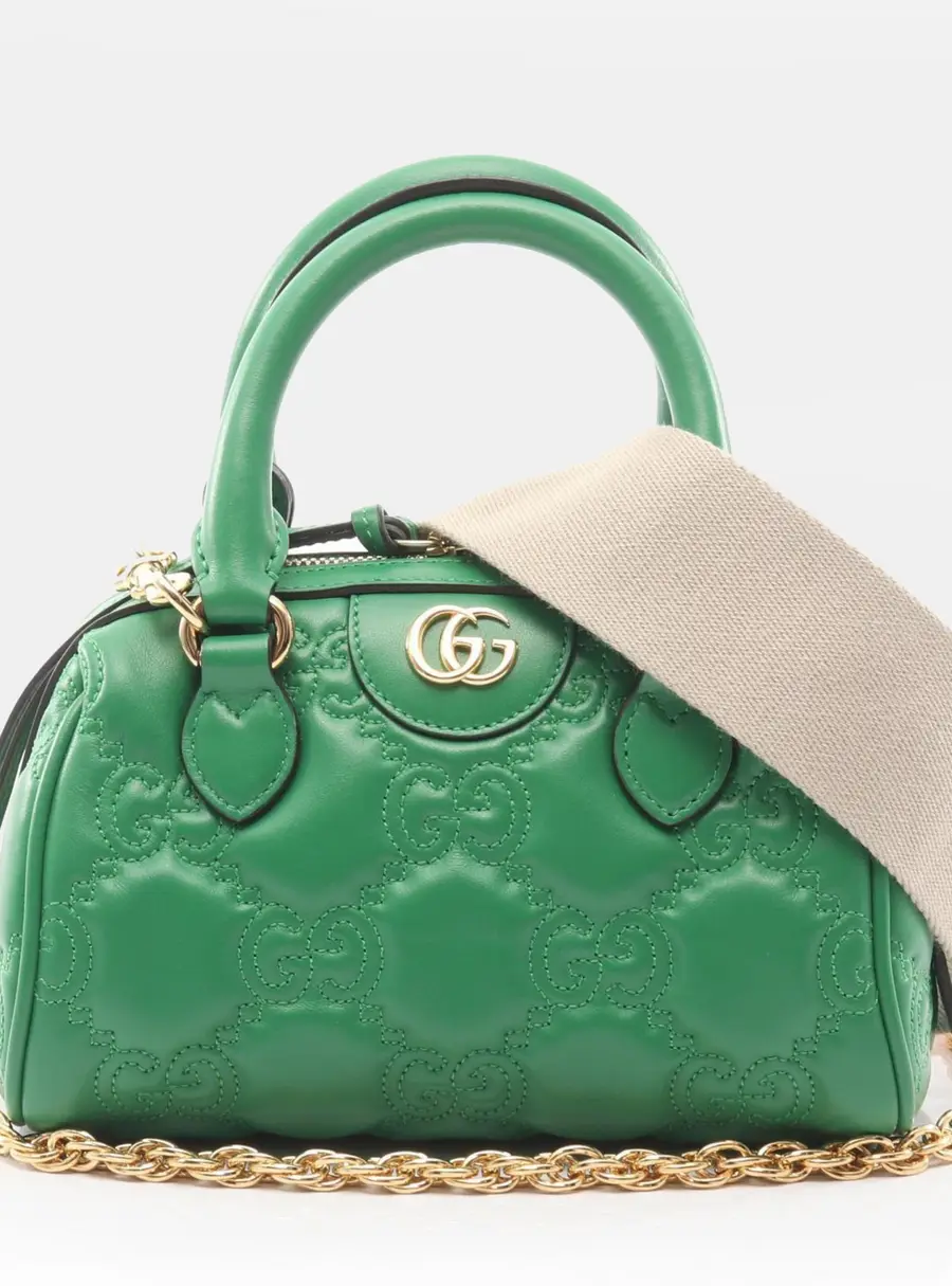 Gucci GG Matelasse Mini Green Leather Top Handle Bag