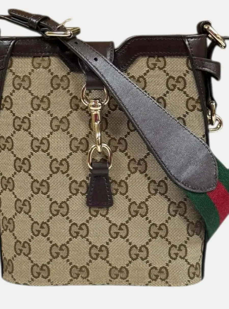 Gucci GG Shadow Mini Beige GG Supreme Canvas Bucket Bag