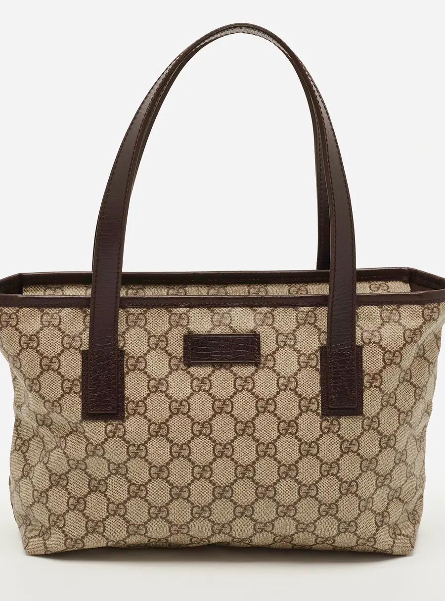 Gucci Beige/Brown GG Supreme Canvas and Leather Tote