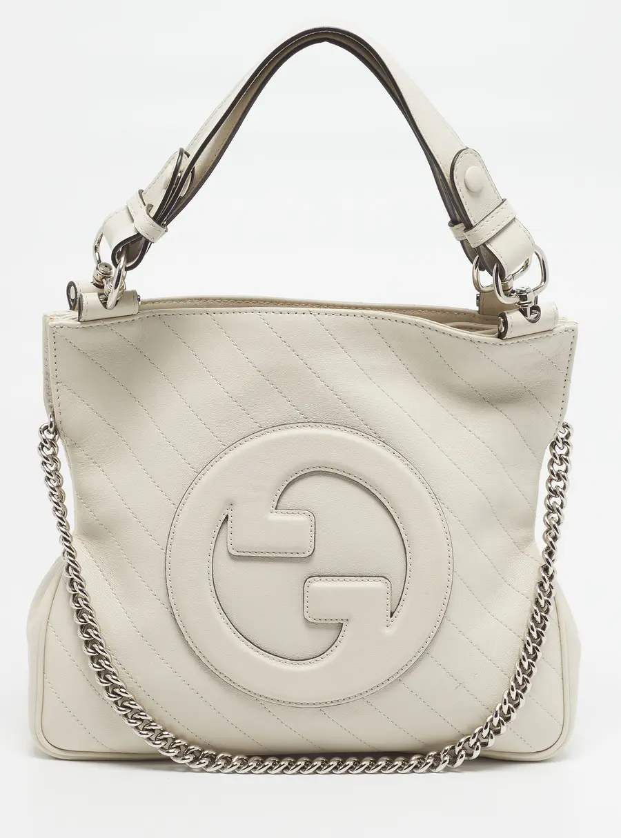 Gucci Blondie White Diagonal Quilt Leather Tote