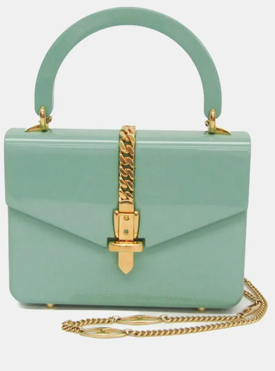 Gucci Sylvie Mini Green Acrylic Shoulder Bag