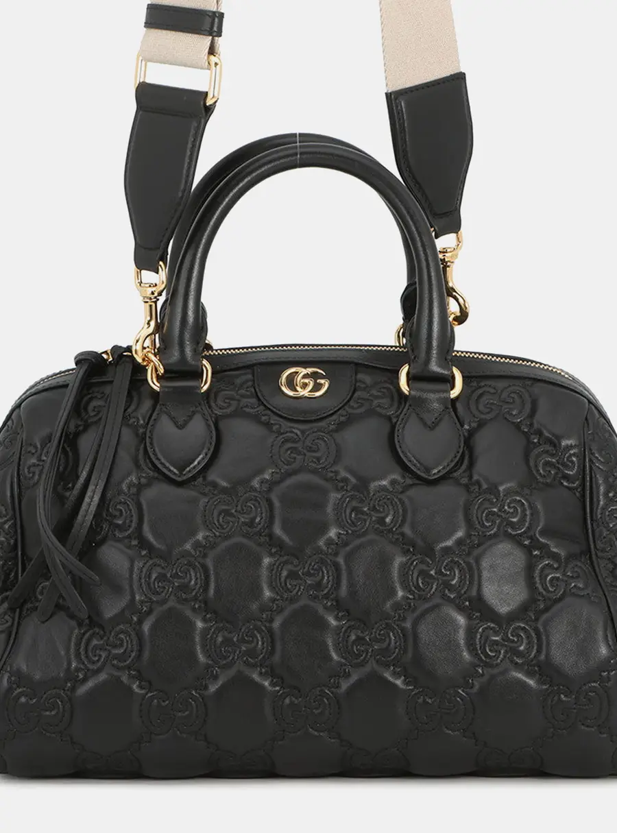Gucci GG Matelasse Small Black Leather Top Handle Bag