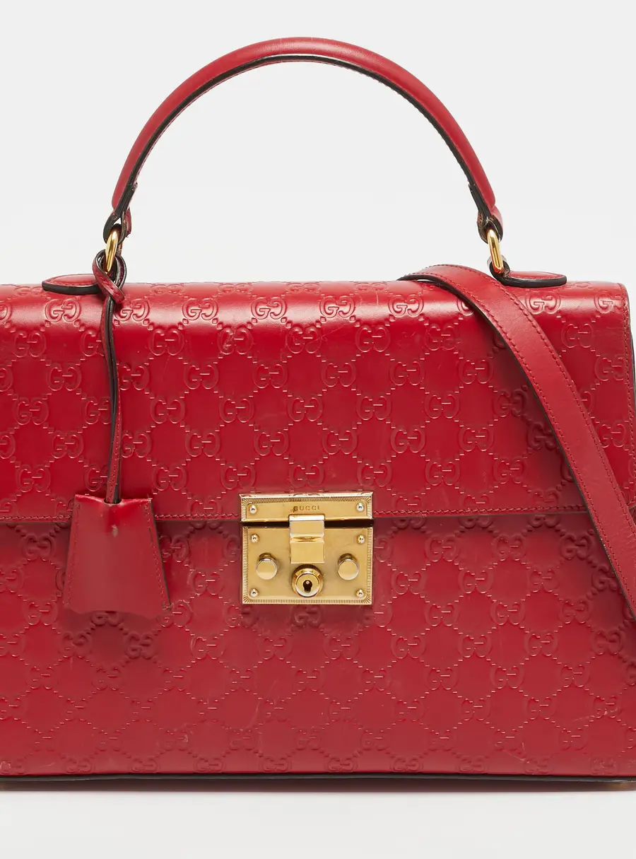 Gucci Padlock Medium Red Guccissima Leather Top Handle Bag